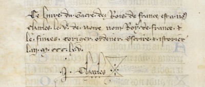 Royal signature in the coronation book of Charles V