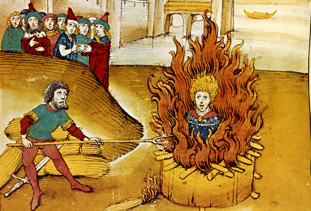 Spiezer Chronicle picturing Jan Hus on the bonfire 1485 Source Wikipedia