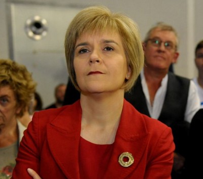 Sturgeon on the eve of the referendum wearing a Sottish Brooch