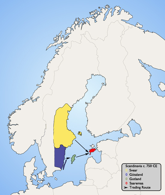 Sweden and Estonia c. 750 CE.