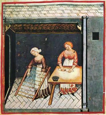 Making noodles. From: Tacuinum Sanitatis, 14th century.