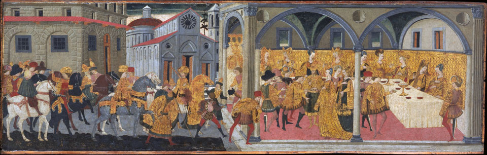 Cassone panel with the Story of Esther. Source: The metropolitan Museum of Art
