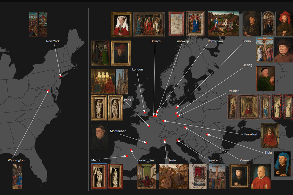 Closer to Van Eyck - Map of digitized works © closertovaneyck.kikirpa.be