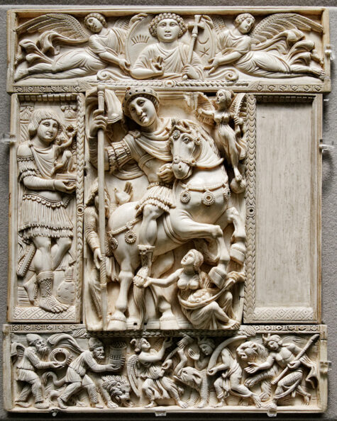 Barberini Diptych, perhaps af Justinian.Louvre. Source: wikipedia/Marie-Lan Nguyen