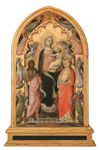 Giovanni dal Ponte (Giovanni di Marco di Giovanni, detto) Firenze 1385-1437/1438 Madonna col Bambino tra i santi Giovanni battista, Caterina e due angeli Nell’incorniciatura: Angeli Secondo quarto del XV secolo Tempera su tavola, cm 114,3 x 67,6 Hartford (Connecticut), Wadsworth Atheneum Museum of Art, The Ella Gallup Sumner and Mary Catlin Sumner Collection Fund