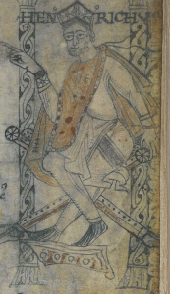 Henry Ist of France. From Versified Chronicle from the priory of Saint-Martin-de-Champs fol 4r, c. 1072 – 1079 © British Library Add MS 11662