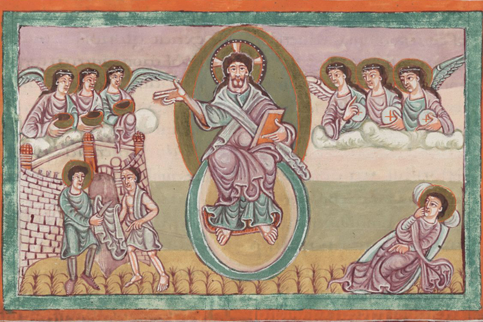 The earliest presentation of the Charity of St Martin. From Fuldaer Sakramentar, c. 997 – 1011 (Udine, Biblioteca Capitolare, Cod. 76 V - (Udine, Biblioteca Capitolare, Cod. 76 V) © Udine