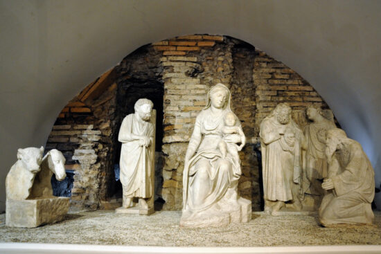 Arnolfo di Cambio. Carved monumental nativity scene . From Santa Maria Maggiore. Source: Museoliberiano.it
