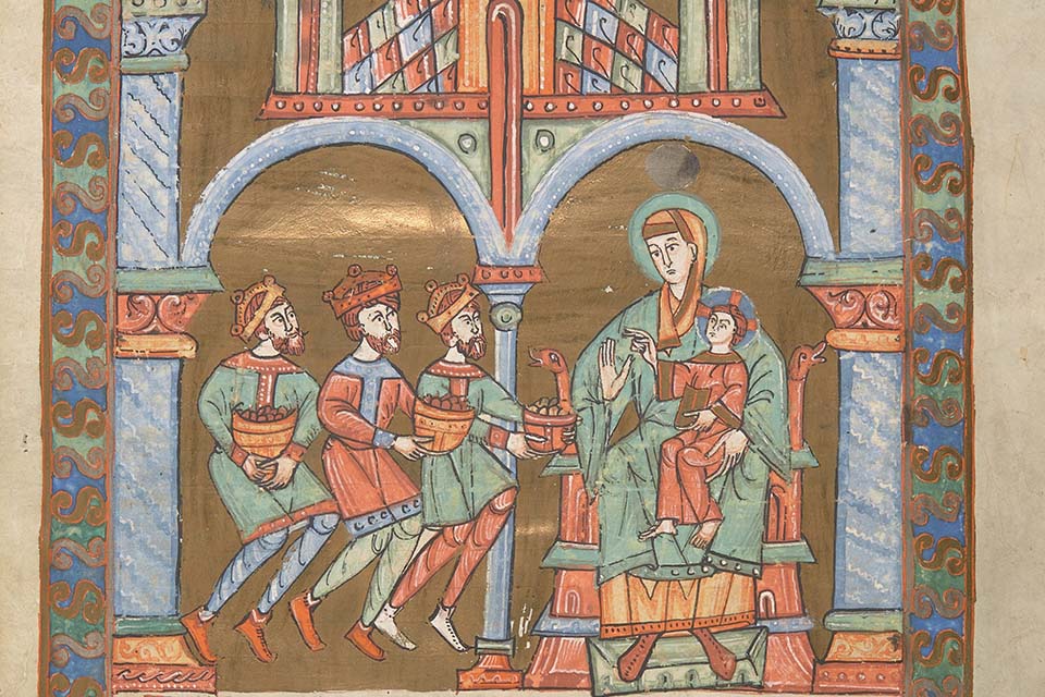 Detail from Codex Aureus Pultovensis - the adoration of the magi. Source: Wikipedia