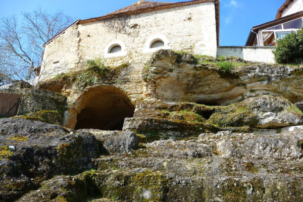Entrance to rock-Hewn church at Gurat in Charente. Source: wikipedia
