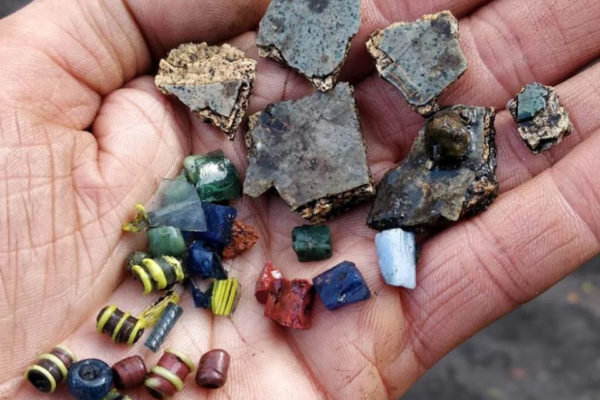 Fragments of glass to be used in bead production © Northern Emporium