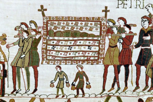 Bell-ringers at the funeral of Edward the Confessor. Source: The Bayeaux Tapestry/Wikipedia