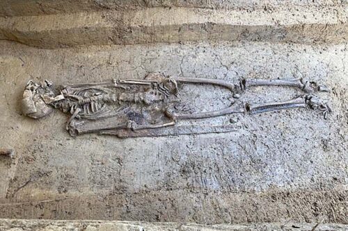 Male skeleton from Knittlingen, 6th century.