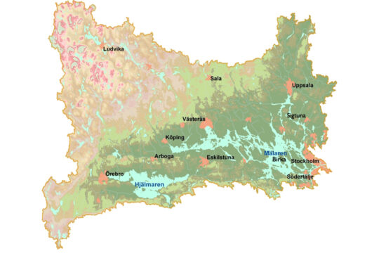 Topographical map of Mälaren