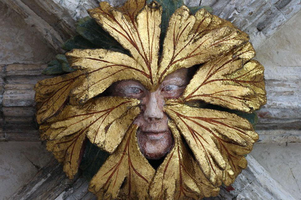 Green Man from Norwich Cathedral. Source: Wikipedia