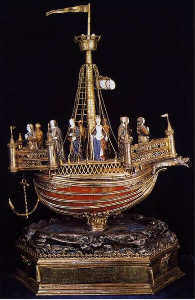 Reliquary ship St. Ursula c. 1500 Rheims. Source: Pinterest