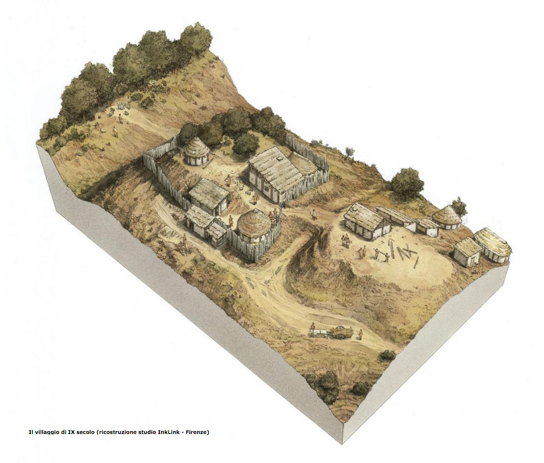 Construction of The Castle of Miranduolo from the 9th century © InkLink