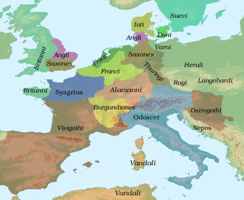 Western Europe c. AD 464-86. Source: Wikipedia