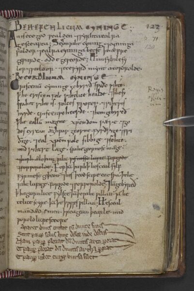 Wulfstan s Institutes of Polity England, c 1000-1023- The page probably contains an autographed comment by Wulfstan. © British Library: Cotton MS Nero A I f 120r.