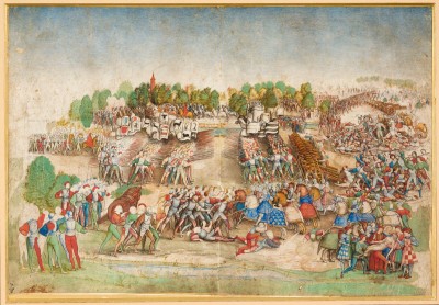 La Bataille de MarignanAttribué au Maître de la RatièreMilan, [vers 1515]Bibliothèque et archives du château deChantilly