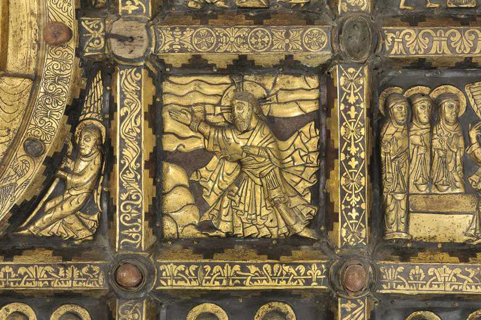 Broddetorpaltar. Gilded copper altar (c. 1150) Ascension Source: Stat. Hist. Mus., Stockholm