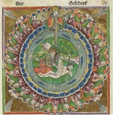 Creation from Biblia Germnica printed in Nürnberg in the workshop of Anton Koberger