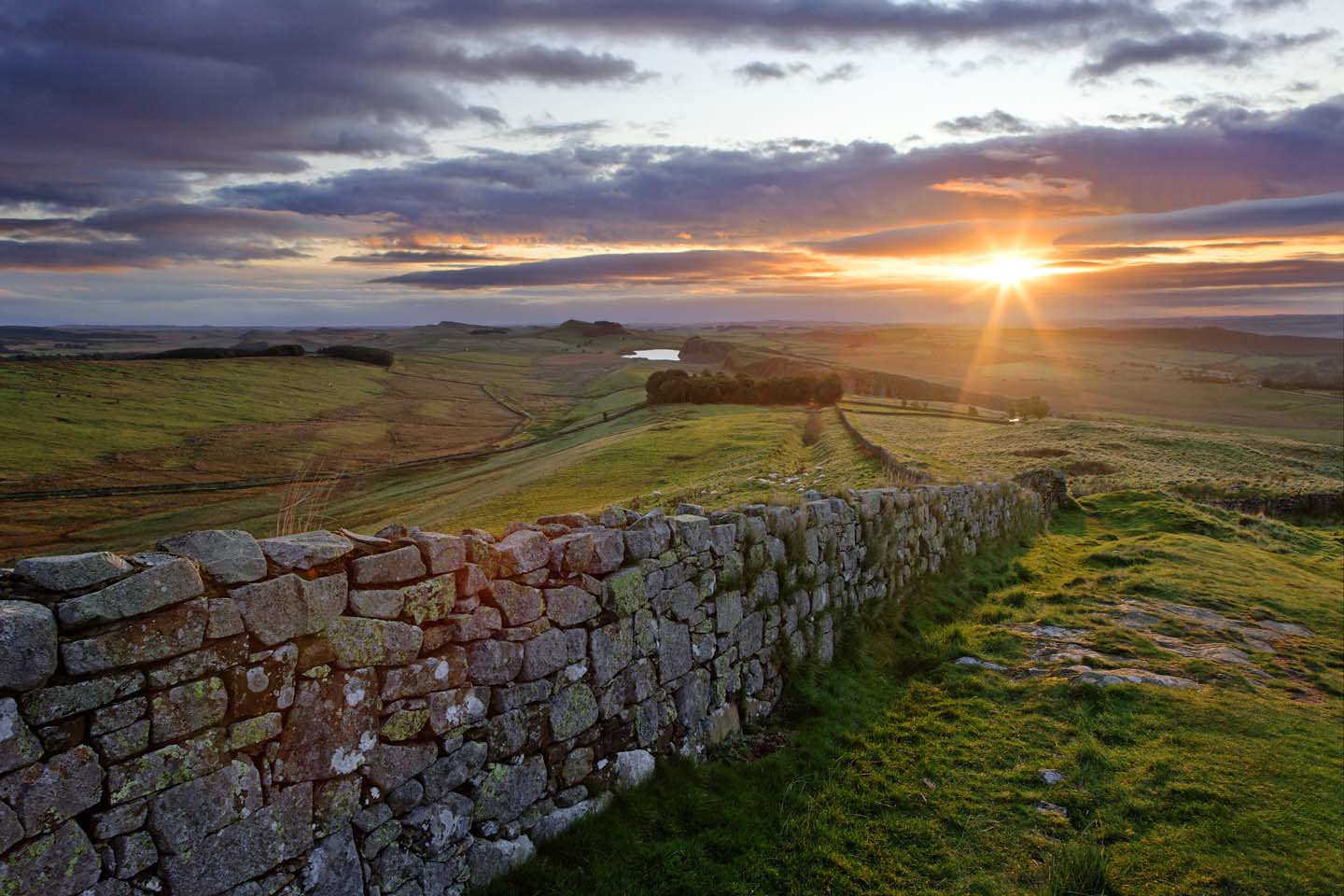 Hadrian's Wall at son set