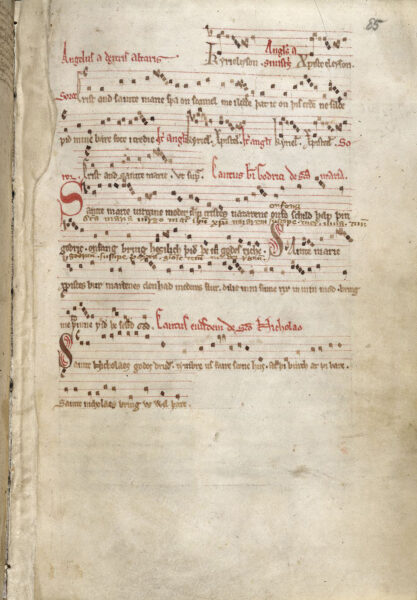 Hymn of St. Godric. British Library, Royal 5.F.vii, f. 85. Source: Wikipedia