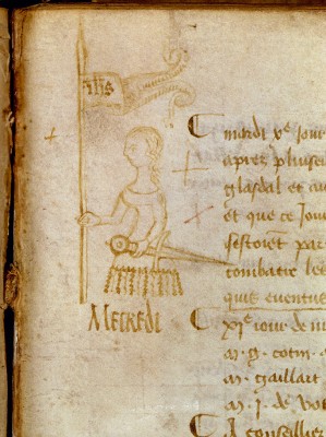 Joan of Arc, French national heroine, drawing by Clement de Fauquembergue from Protocol of the parliament of Paris, 1429, France, 15th century