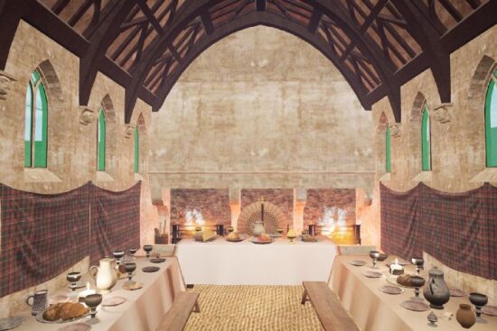 Inside Finlaggan. Reconstruction by © Smart History and University of St. Andrews