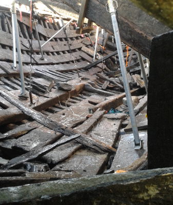 interior of medieval cog found near kampen