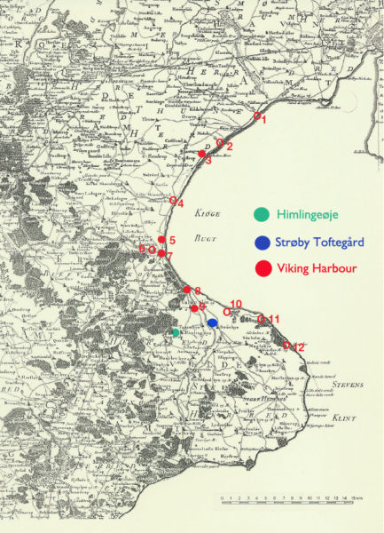 Map of Viking Harbours on Stevns. Based on Ulla Fraes Rasmussen 2000
