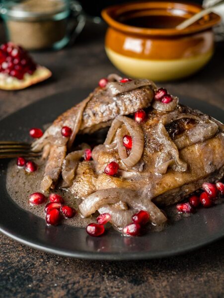 Medieval recipe from Romania: Pomegranate Chircken © Midlifecroissant.com