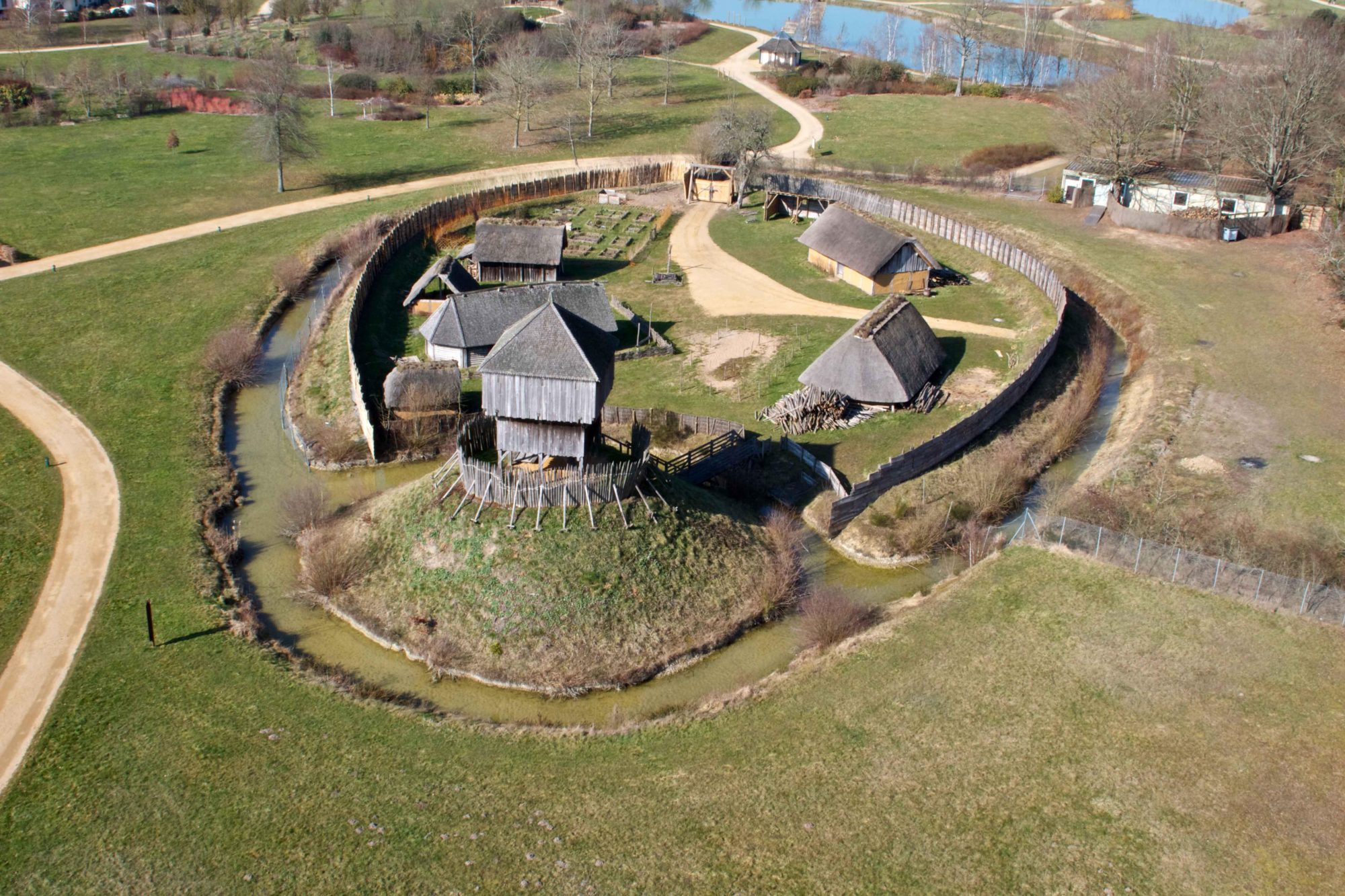 Motte from the 10th century. reconstructed at Saint Sylvain d'Anjou, France. Source: Wikipedia