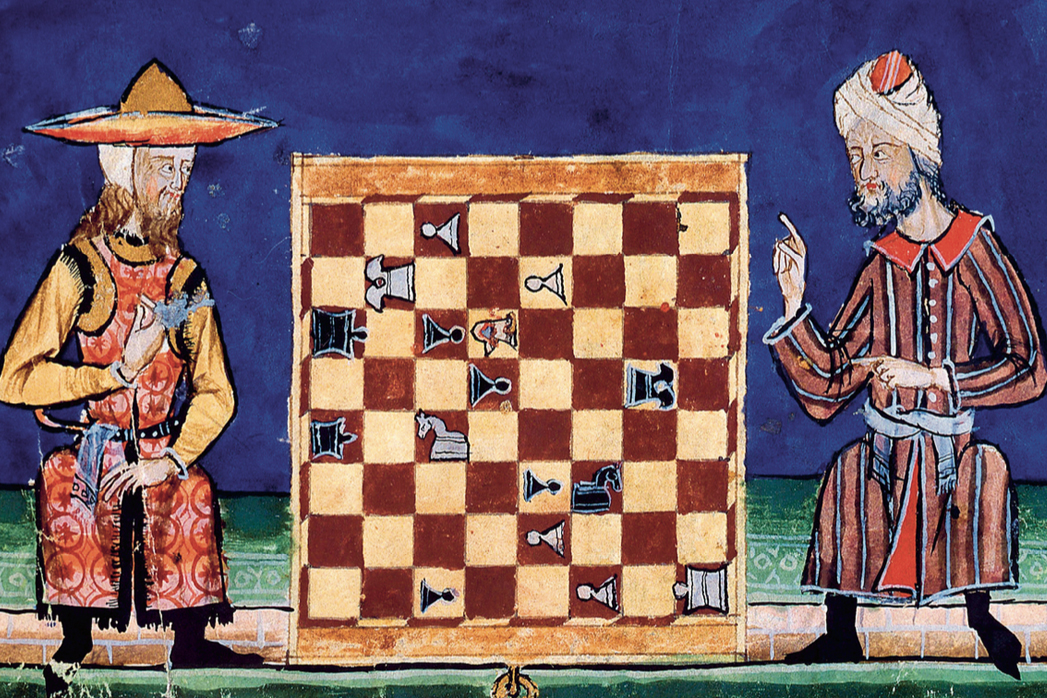 Playing Chess in Medieval Iberia. El Libro de los Juegos, commissioned by Alphonse X of Castile, thirteenth century. Madrid, Escurial Library, fol. 63 recto