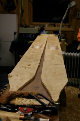 Reconstructed skis from Reinheimen in Uppland