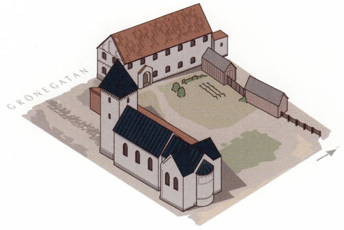 Reconstruction of Drottens Church in Lund, precursor of the Cathedral