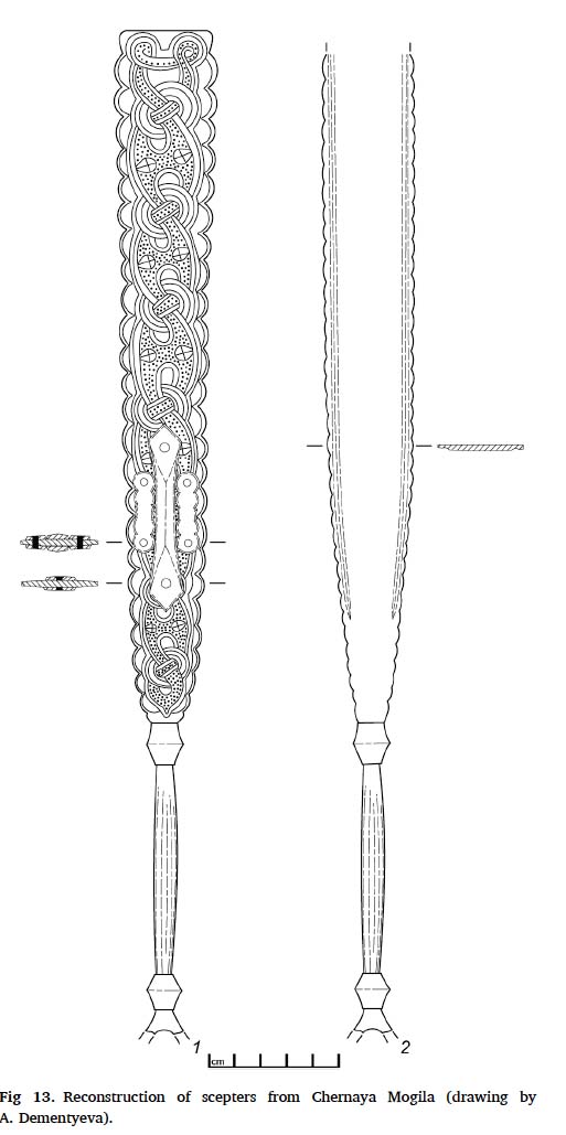 Sceptres from Chernaya Mogila in Ukraine. Source: NationalMuseum in Moscow