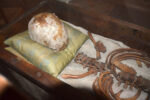 Skull of St. Cnut resting on the silk pillow © Schousboe