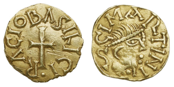 Merovingian Coin from Tours with portrait of St Martin wearing a diademe © BnF, Gallica, MER-381