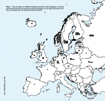Map of distribution of Ulfbehrt Swords.