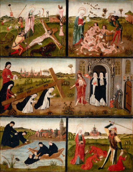 Votive panel, from St Gertrud in Cologne, ca. 1465, oak wood. Wallraf-Richartz-Museum & Fondation Corboud Cologne, WRM 340-342. © Rheinisches Bildarchiv Cologne