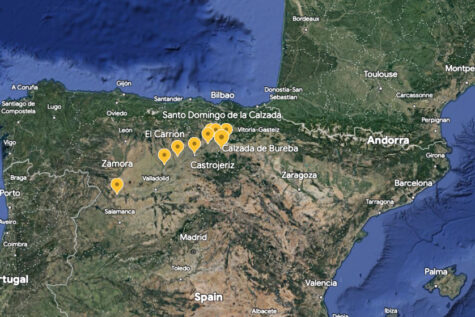 Map of the localities mentioned in the notice about the wildfire in AD 949